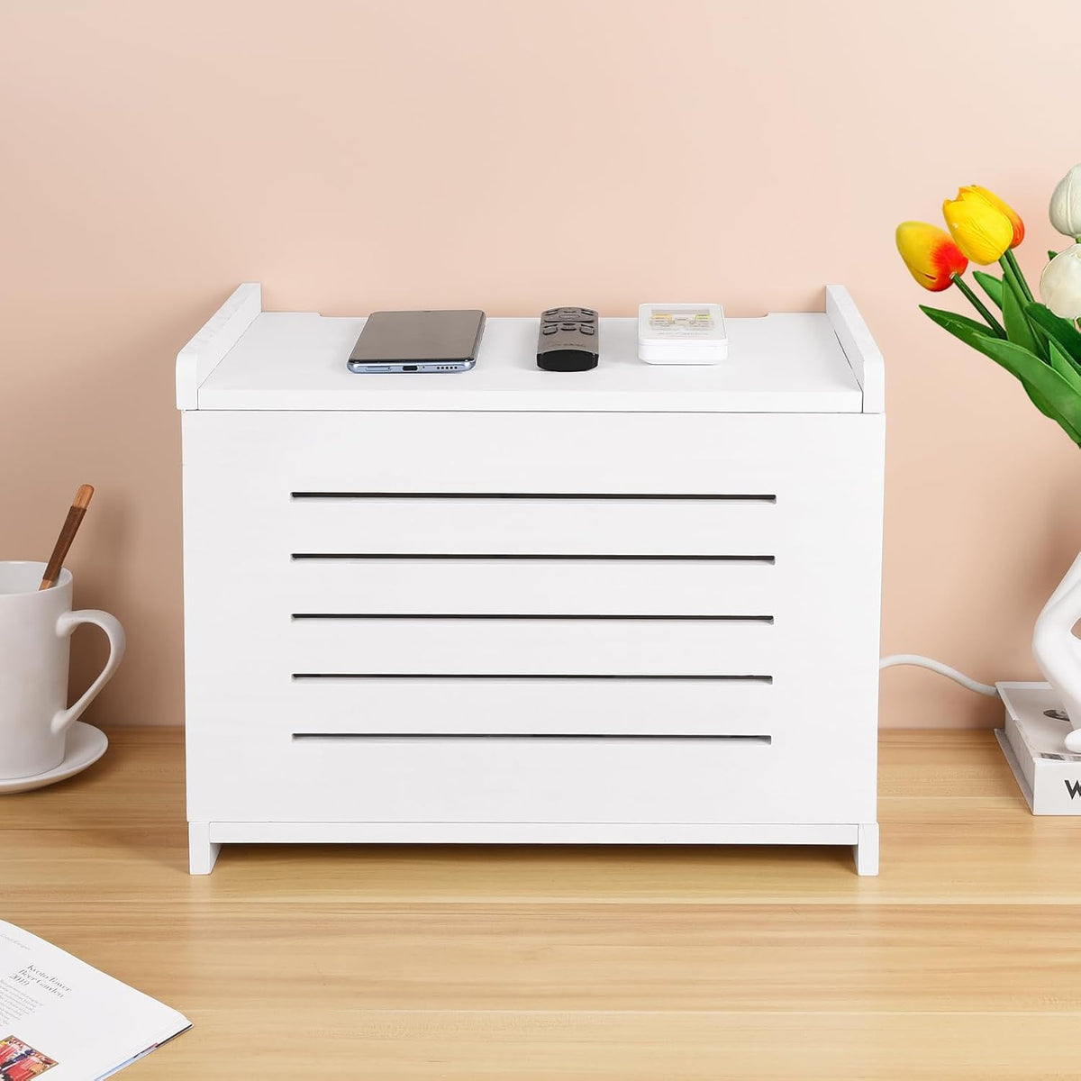 White Router Shelf Projector Shelf Projector Stand Router Storage Box Modem C...