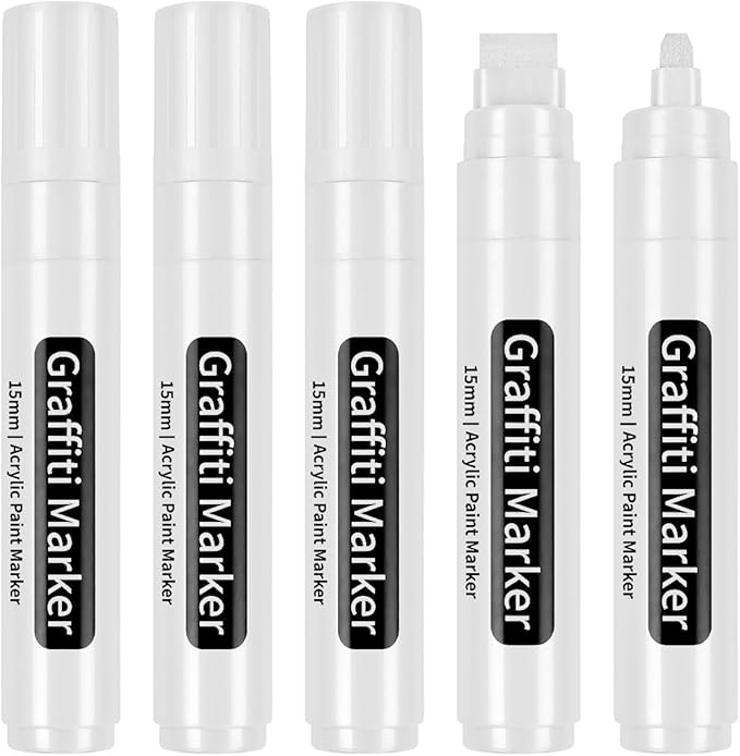 BIGTHUMB White Poster Markers Jumbo Paint Pen: 5 pcs 15mm Wide Tip Thick - Image 2