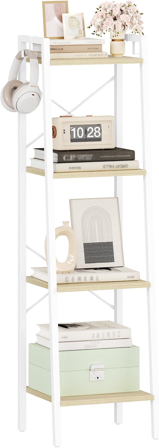 Hzuaneri Ladder Shelf, Bookshelf Bookcase, Freestanding Corner Storage Shelve - Image 9