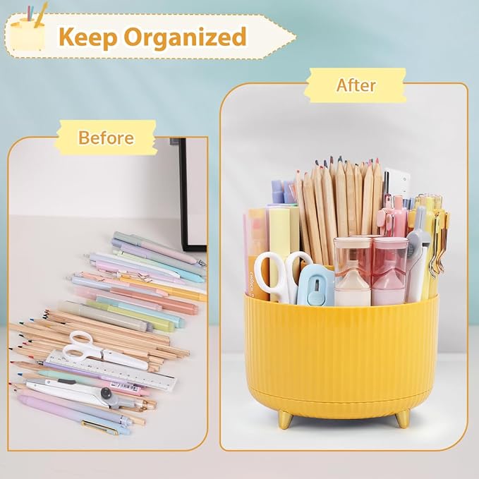 SKYDUE 360 Degree Rotating Desk Organizer, Dual-Purpose Pencil Pen Holder - Image 5