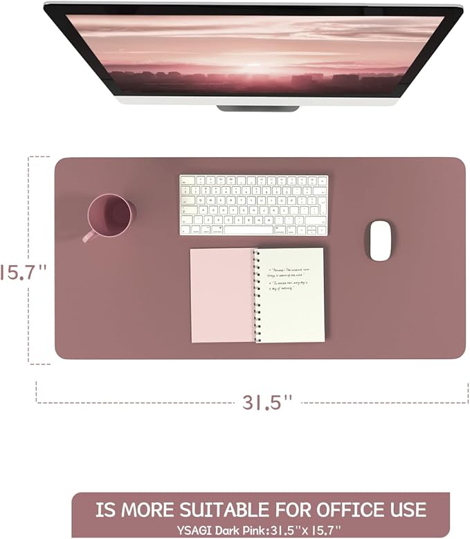 YSAGi Non-Slip Leather Desk Pad Blotter, Waterproof Laptop Computer Desk - Image 5