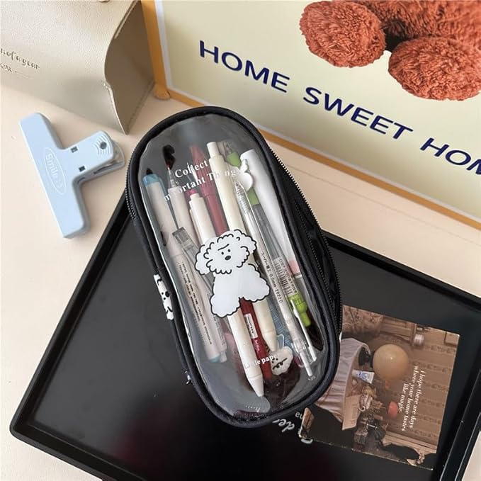 Cute Puppy Japanese Pencil Case Clear Case Large Capacity Canvas PVC Aesthetic - Image 8