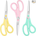 Scissors, iBayam 8" All Purpose Scissors Bulk 3-Pack, Ultra Sharp 2.5mm Thick by iBayamDirect