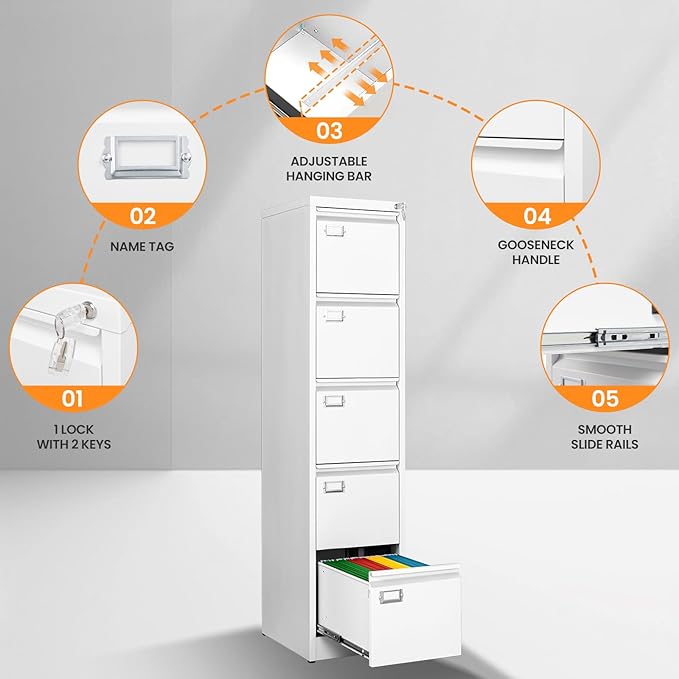 AFAIF 5 Drawer File Cabinet - Image 6