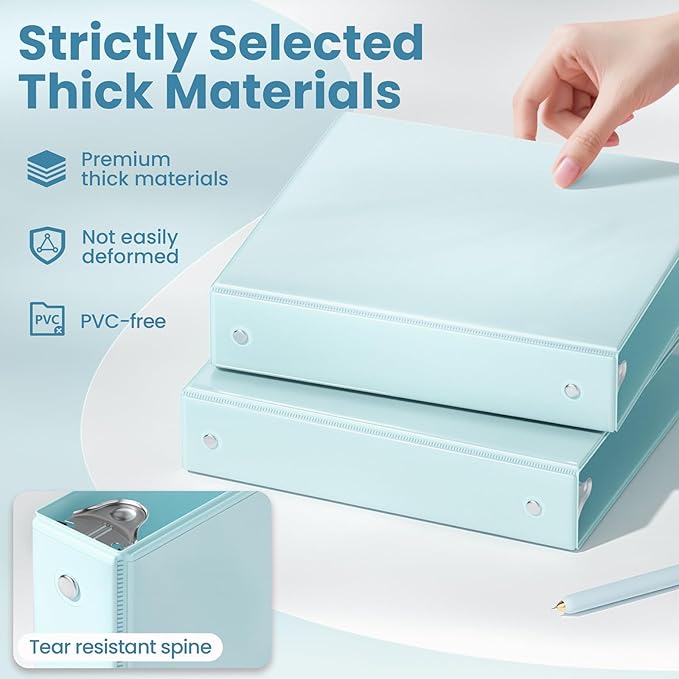 SUNEE 3 Ring Binder 1.5 Inch 1 Pack, Pastel Blue - Image 4