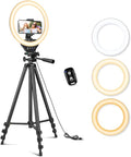 Sensyne 10'' Ring Light with 50'' Extendable Tripod Stand, LED Circle Lights by sensyne