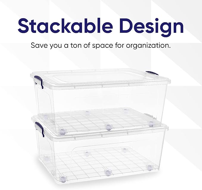 Superio Storage Bins with Lids, Stackable Totes, BPA Free, Odor Free, Organizer - Image 3