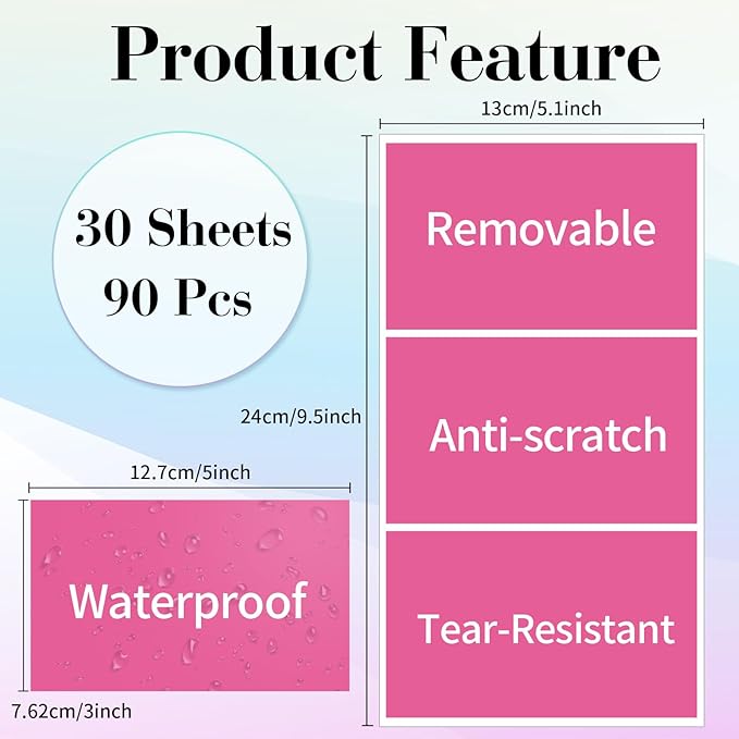 STARLIBOO Removable Colored Labels Stickers, 3X5 Inch Removable Large Label - Image 2
