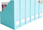 BLU MONACO Set of 6 Aqua Magazine File Holders | Foldable Magazine Storage Boxes by Blu_Monaco