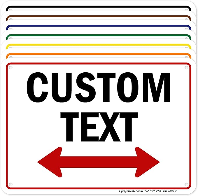Custom Arrow, Custom Directional Sign, Two Way Arrow, 7x10 Inches, 55 mil thick by MySignCenter