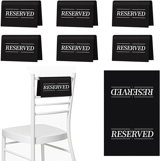 6 Pcs Reserved Seating Signs Reserved Chair Sign Printed Placeholder by Unknown