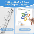 CIXILDTS 2-inch Round Ring Binder, Durable 2" 3 Ring Binder Fit Letter Size - Image 5