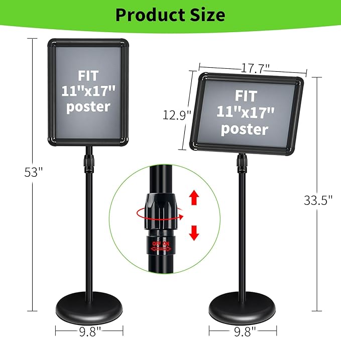 INNOVSIGN Adjustable Pedestal Sign Holder Stand 11x17Inch, Floor Standing - Image 6