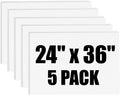 Poster Board 24" x 36", 5 Pack White Corrugated Plastic Board, 3/16 Inches