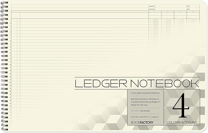 BookFactory Accounting Ledger Notebook/Large 4 Column Accounting Ledger by BookFactory