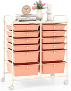 LDAILY 12 Drawer Rolling Storage Cart, Craft Cart Organizer on Wheels w/Metal