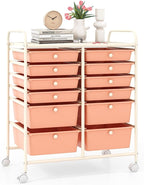 LDAILY 12 Drawer Rolling Storage Cart, Craft Cart Organizer on Wheels w/Metal by LDAILY