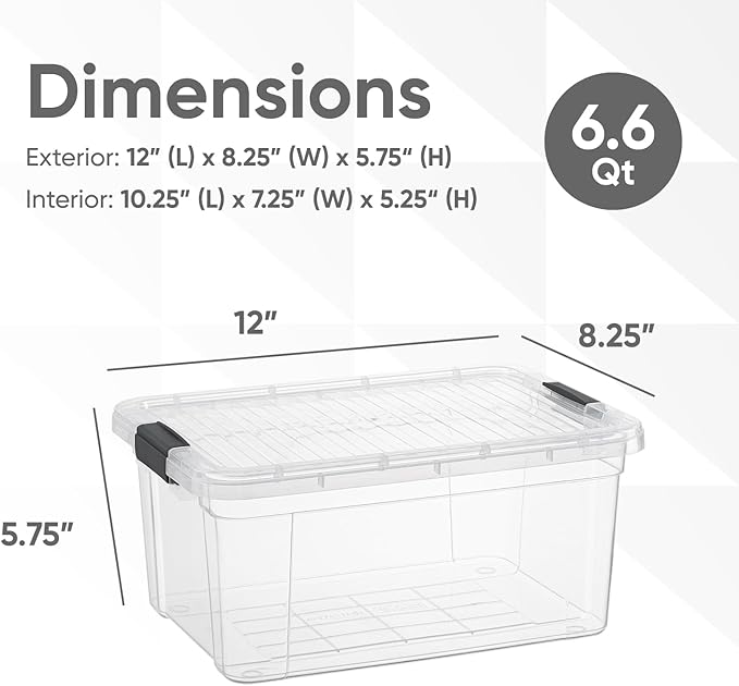Superio Storage Bins with Lids- 2 Pack, 6.6 Qt Clear Boxes - Image 2