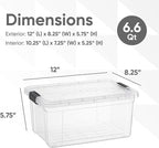 Superio Storage Bins with Lids- 4 Pack, 6.6 Qt Clear Boxes - Image 2