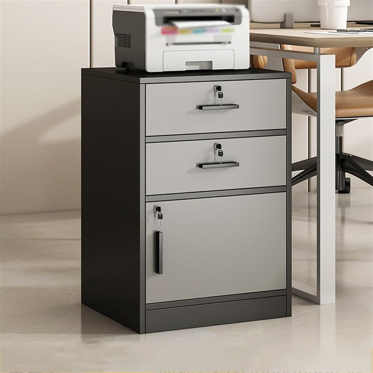 Cabinet File Cabinet Office File Cabinet Wooden Storage Cabinet with Two Drawers and One Door Lockable Filing Cabinet Multi-Layer Storage Small Side Cabinet Filing Cabinets Office (N