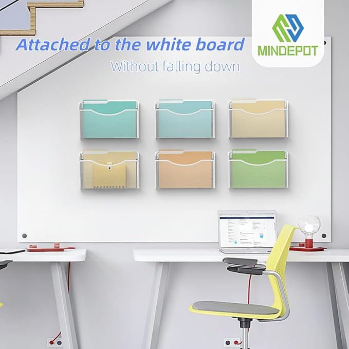 MINDEPOT Magnetic Wall File Organizer, Hanging Wall Mounted File Folder Binder - Image 2