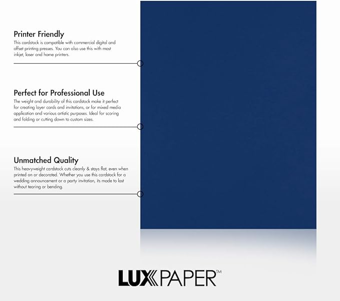 LUXPaper 8.5" x 11" Cardstock | Letter Size | Navy Blue | 100lb. Cover | 50 Qty - Image 2