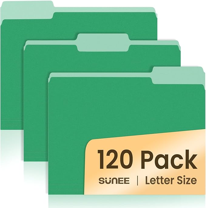 SUNEE File Folders, 120 Pack Manilla Folders 8.5 x 11, Colored File Folders by SUNEE