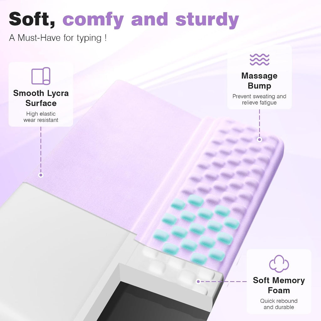 Ospelelf Keyboard Wrist Rest Pad, Comfy Ergonomic Keyboard Stand Riser Holder, Computer Wrist Support Cushion forTyping, Purple