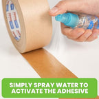 ADHES Water Activated Tape 2" x 55yds, 3 Rolls, Reinforced Kraft Gummed Paper - Image 4