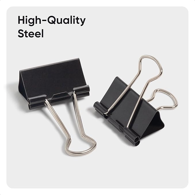 U Brands Binder Clips, Medium 1-1/4" Width, 1/2" Paper Holding Capacity - Image 4