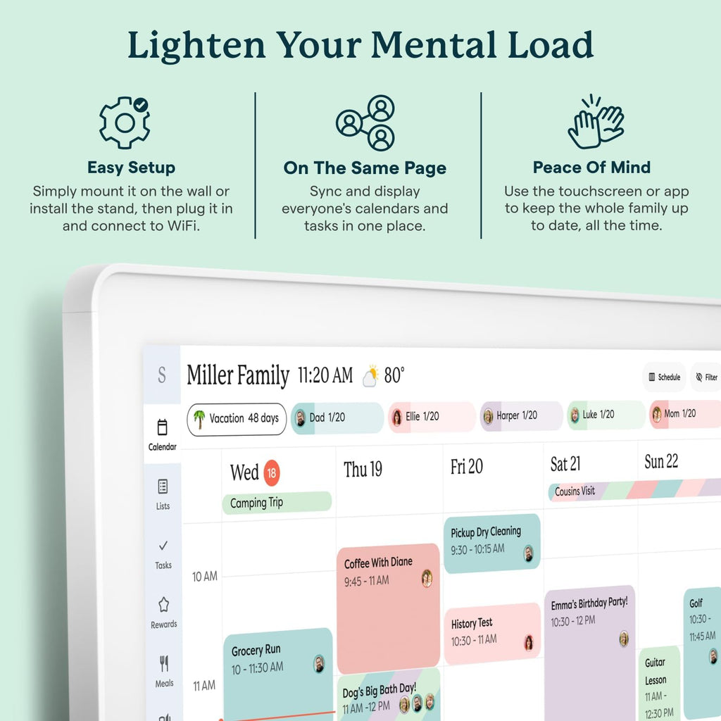 Skylight Calendar Max – 27" Digital Calendar & Chore Chart, Classic White | Family Organizer, HD Touchscreen Display, Wall Mountable, Portrait or Landscape, WiFi, Auto-Brightness