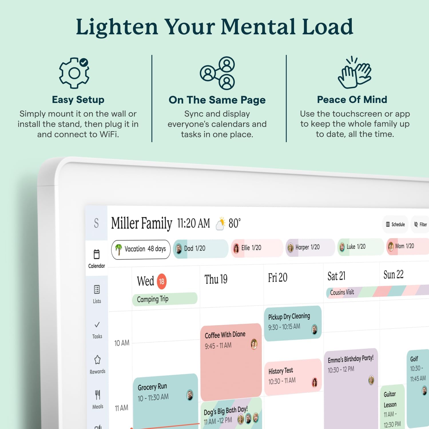Skylight Calendar Max – 27" Digital Calendar & Chore Chart, Classic White | Family Organizer, HD Touchscreen Display, Wall Mountable, Portrait or Landscape, WiFi, Auto-Brightness
