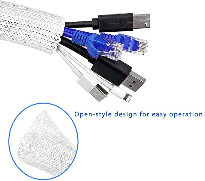 QCSIW 1/2" x25ft Braided Cable Sleeve – Split Self-Wrapping Wire Loom Tubing - Image 8