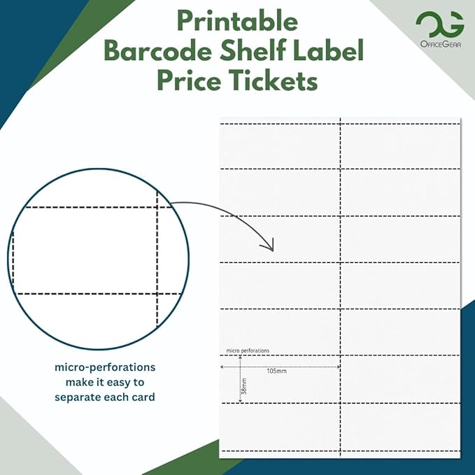 OfficeGear Shelf Edge Labels 38x105mm Custom Printable A4 Card - Image 3