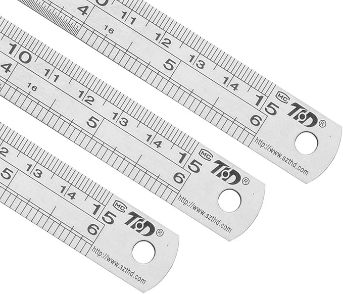 ZZTX Ruler Metal Straight Edge Stainless Steel Ruler 6 Inch Ruler Set Rulers - Image 3