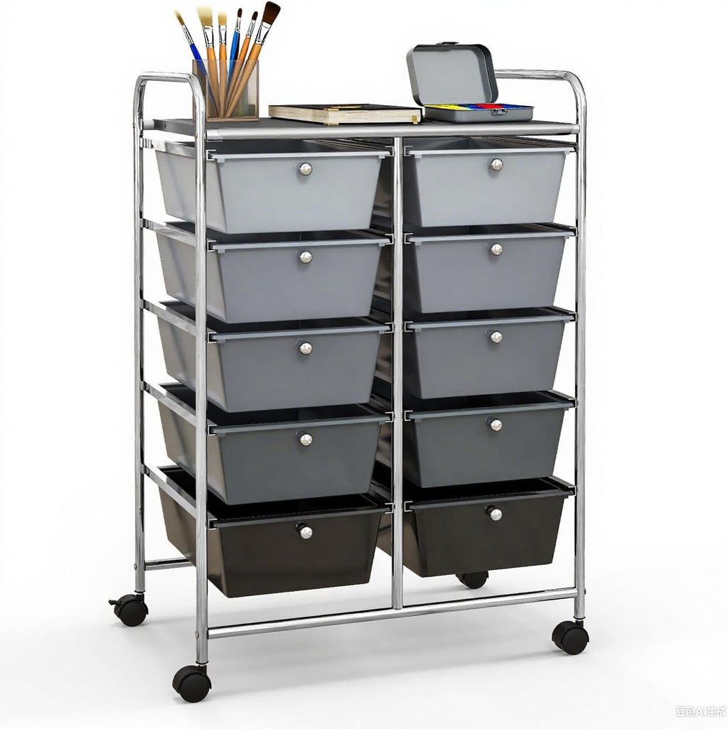 GLACER 10 Drawer Rolling Cart, Storage Cart