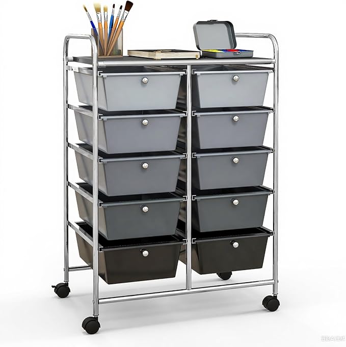 GLACER 10 Drawer Rolling Cart, Storage Cart by GLACERGrowupinhappiness