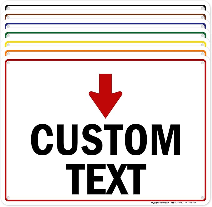 Custom Arrow, Custom Directional Sign, Down Arrow, 10x14 Inches, 55 mil thick by MySignCenter