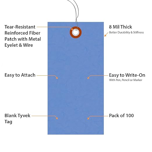 SmartSign 4.75 x 2.375 inch “Blue” Blank Tyvek Shipping Tags - Image 4