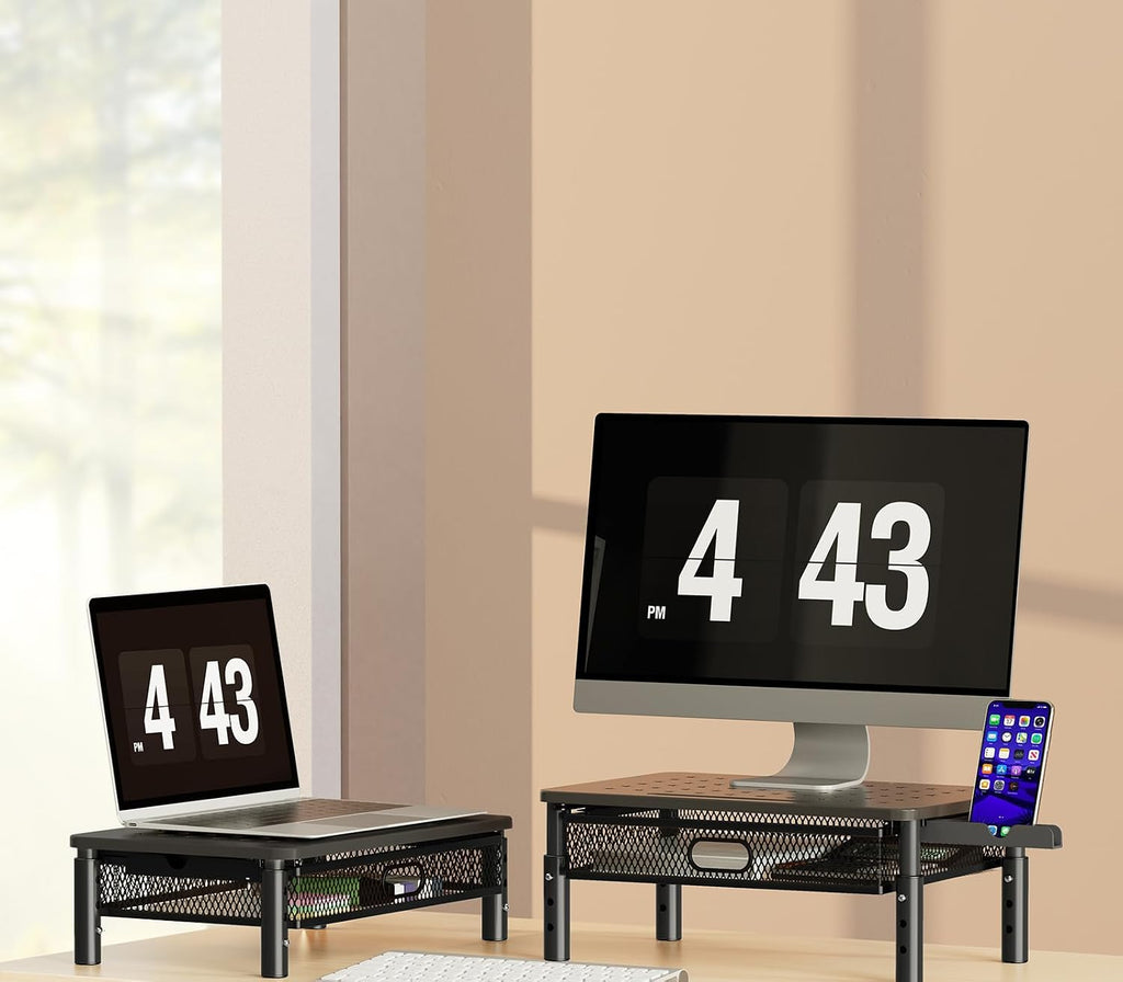 zimilar 2 pack monitor stand riser with metal on a desk or shelf