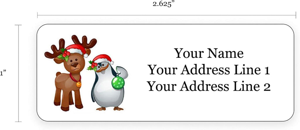 Christmas Holiday Personalized Return Address Labels - Christmas Themed and Design - 1.25" Envelope Seals Included - Made in the U.S.A. (120 Labels)