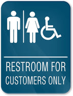 6x8 Inch Restrooms for Customer Only Sign Blue by ZonleeApex
