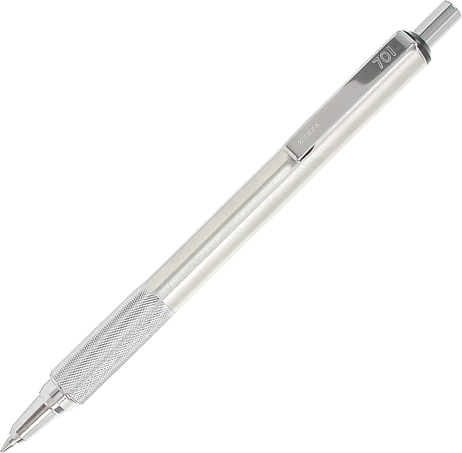 Zebra Pen F-701 Retractable Ballpoint Pen, 0.8mm Fine Point, Stainless Steel Barrel, Black Metal Pen with 2 Ink Refills (Pack of 2)