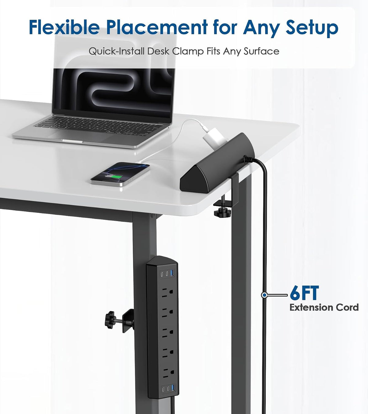 jgstkcity desk clamp power strip usb c,40w total, package contents