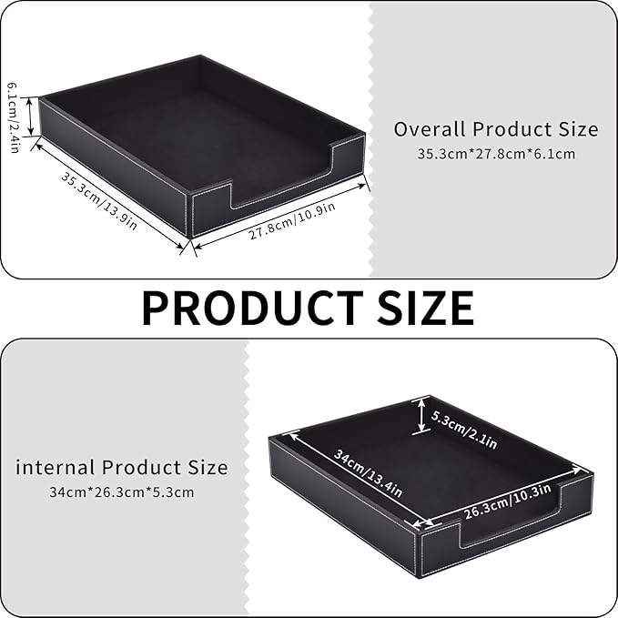 Leather Letter Tray, Office Supplies Desk Organizer - Image 4