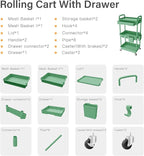 Sorgion 3 Tier Rolling Cart Organizer, Laundry Room Bathroom Organizers and - Image 7