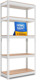 HOMEDANT 5 Tier Laminated White Boltless Metal Shelving Unit Adjustable Garage by TheBestOrganizingSolution