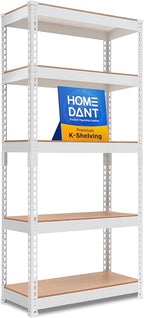 HOMEDANT 5 Tier Laminated White Boltless Metal Shelving Unit Adjustable Garage by TheBestOrganizingSolution