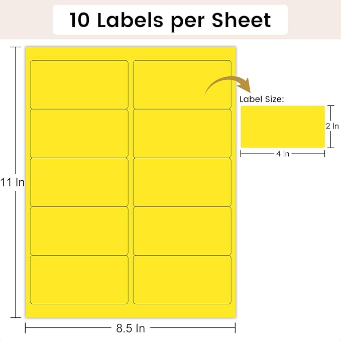 THEBLUETOUCH 2" x 4" Colored Labels Stickers, 5 Bright Colors Assorted Neon - Image 2