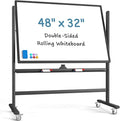 MaxGear Large Black Rolling Whiteboard on Wheels, Reversible Standing by MaxGear